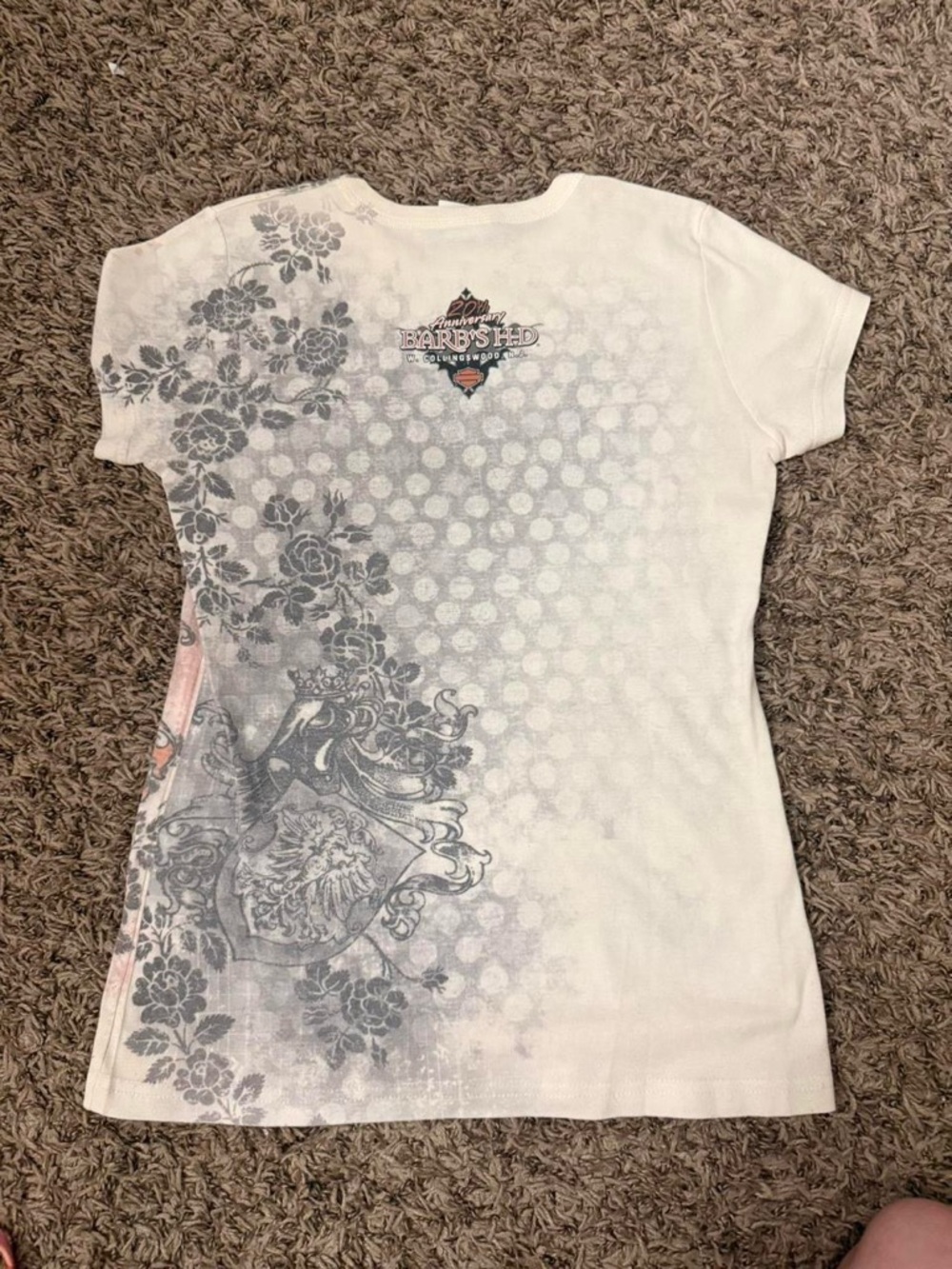 Vintage Harley-Davidson Women's Cream Graphic Floral Tee - Picture 4 of 6